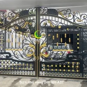 Sơn nhũ vàng 24K A07 trang trí hoa văn cổng sắt