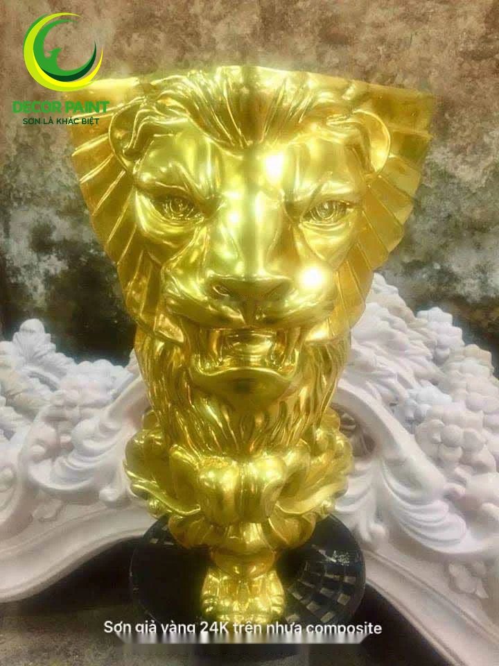 Mẫu tượng sơn giả vàng 24K trên nhựa composite với logo Decor Paint
