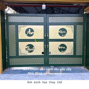 Sơn nhám sần màu xanh rêu gốc cây cổng sắt CNC