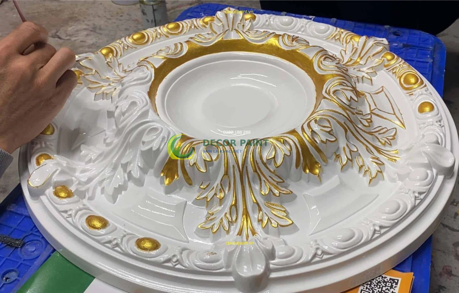 1 Kg - Sơn nhũ vàng 24K A07 vàng gold nhạt cho phào chỉ
