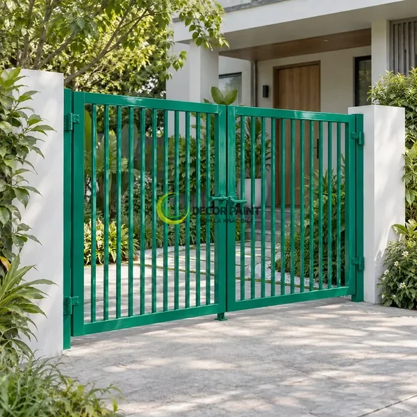 Sơn kim loại xanh lá non – cửa cổng kim loại