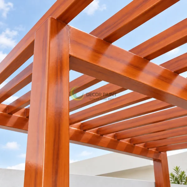 1.0 Lít – Màu vẽ giả gỗ tone cánh gián lam sắt, lan can sắt thép — Cửa sắt giả gỗ