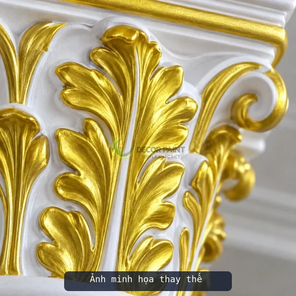 Ảnh minh họa thay thế: sơn nhũ vàng 24K Gold ánh kim A12 trên phào chỉ trang trí.