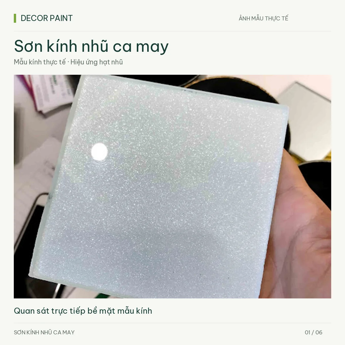 Sơn kính nhũ ca may – Mẫu kính thực tế