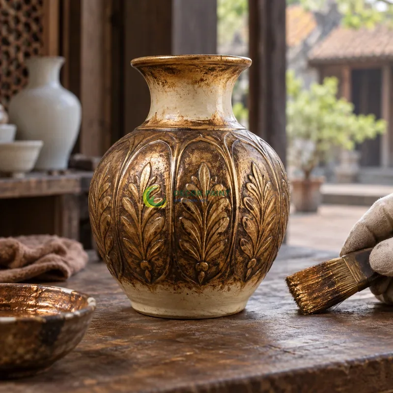 Minh hoạ sơn giả cổ trên gốm sứ bằng sản phẩm sơn Decor Paint