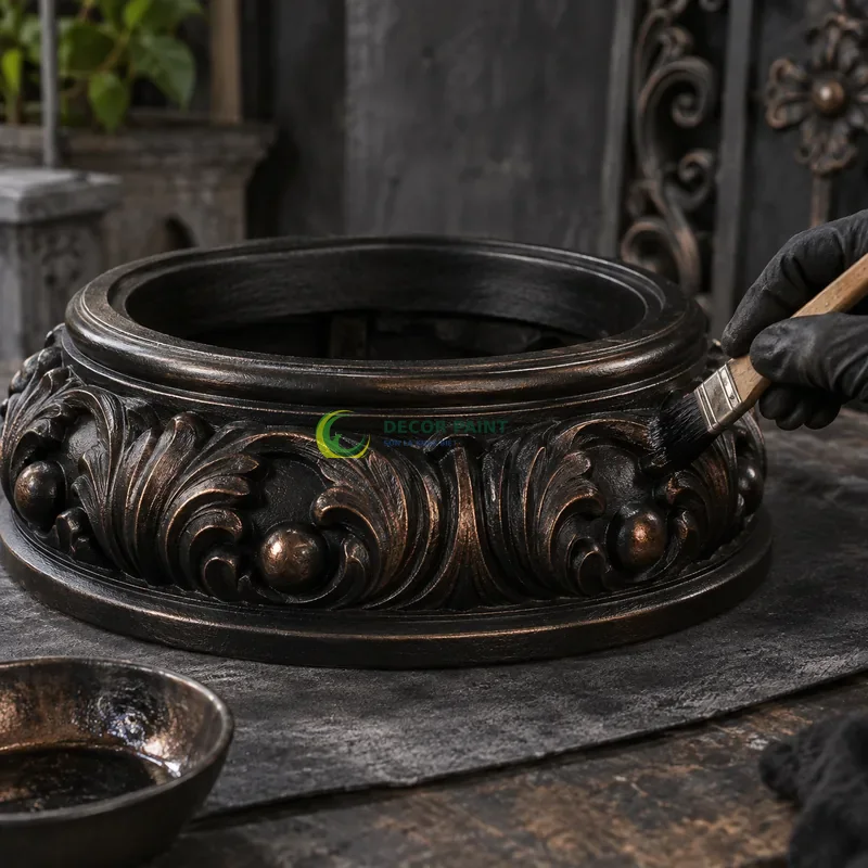 Minh hoạ hướng dẫn sơn giả màu đồng đen bằng sản phẩm sơn Decor Paint