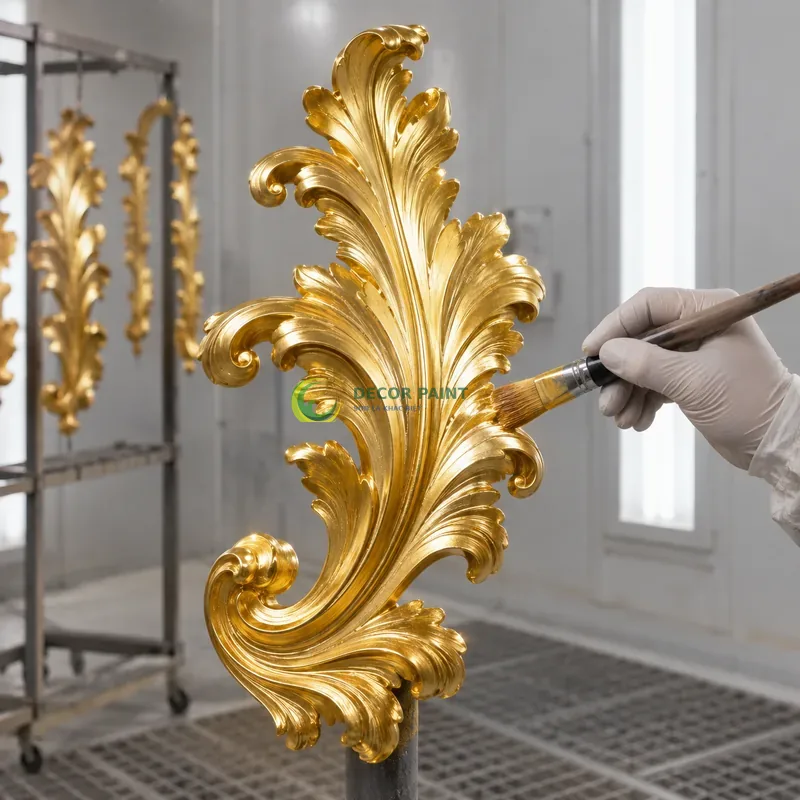 Minh hoạ sơn giả vàng trên kim loại bằng sản phẩm sơn Decor Paint