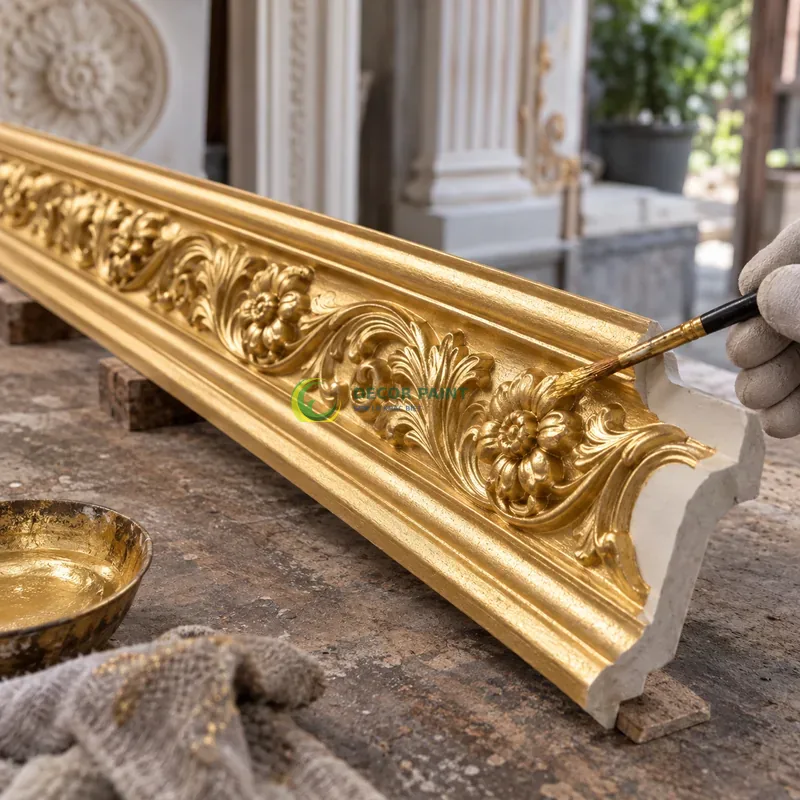 Minh hoạ sơn giả vàng phào chỉ bằng sản phẩm sơn Decor Paint