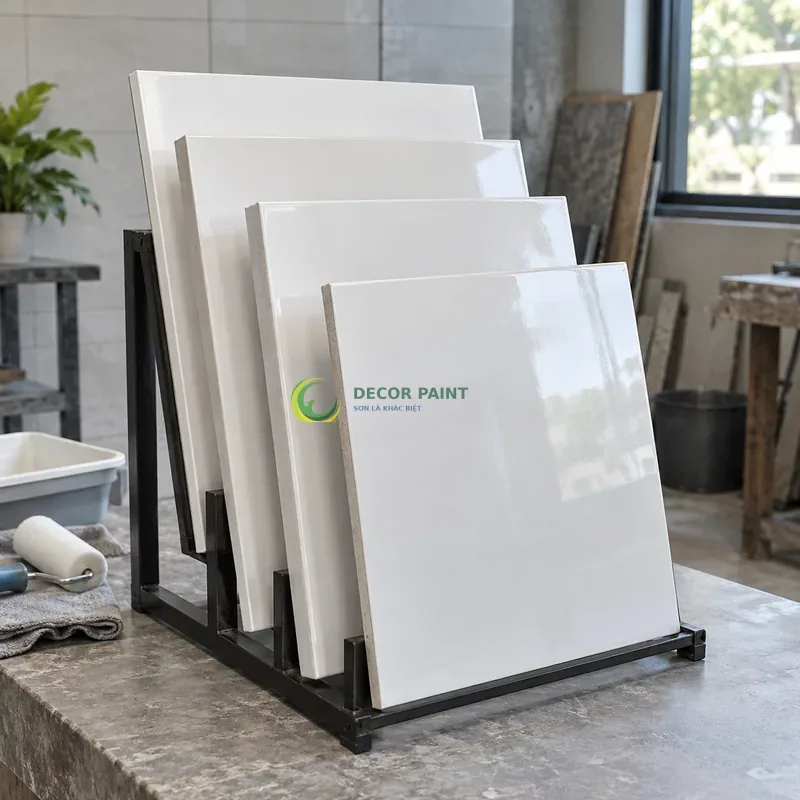 Minh hoạ cung cấp sơn trên gạch men, sơn phủ gạch men bằng sản phẩm sơn Decor Paint