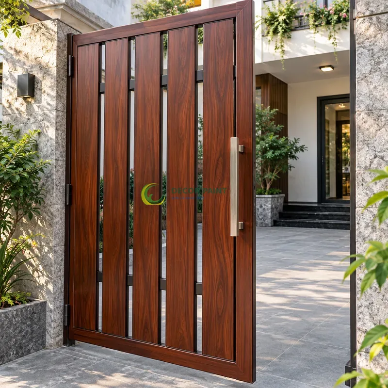 Minh hoạ cửa sắt hộp, cửa sắt sơn giả gỗ tại Hà Nội bằng sản phẩm sơn Decor Paint