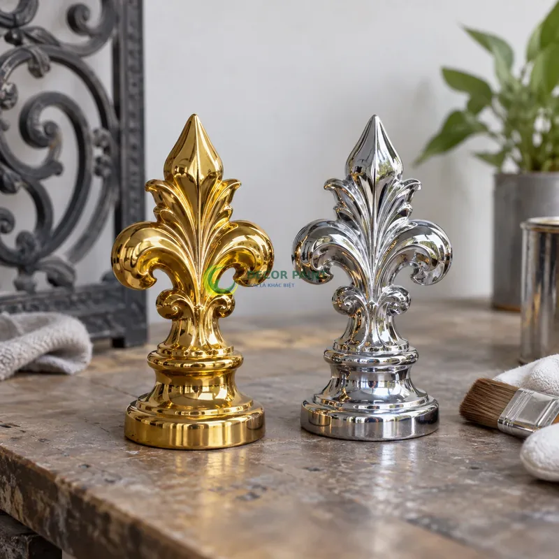 Minh hoạ sơn mạ vàng, sơn giả vàng 24K, sơn crom bằng sản phẩm sơn Decor Paint