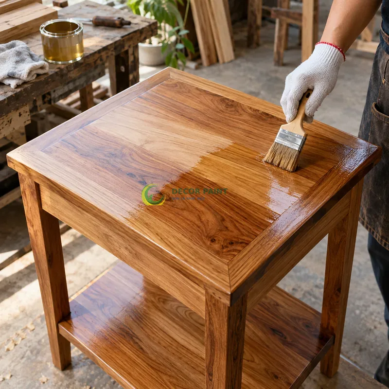 Minh hoạ cách sơn đồ gỗ tự nhiên đơn giản bằng sản phẩm sơn Decor Paint