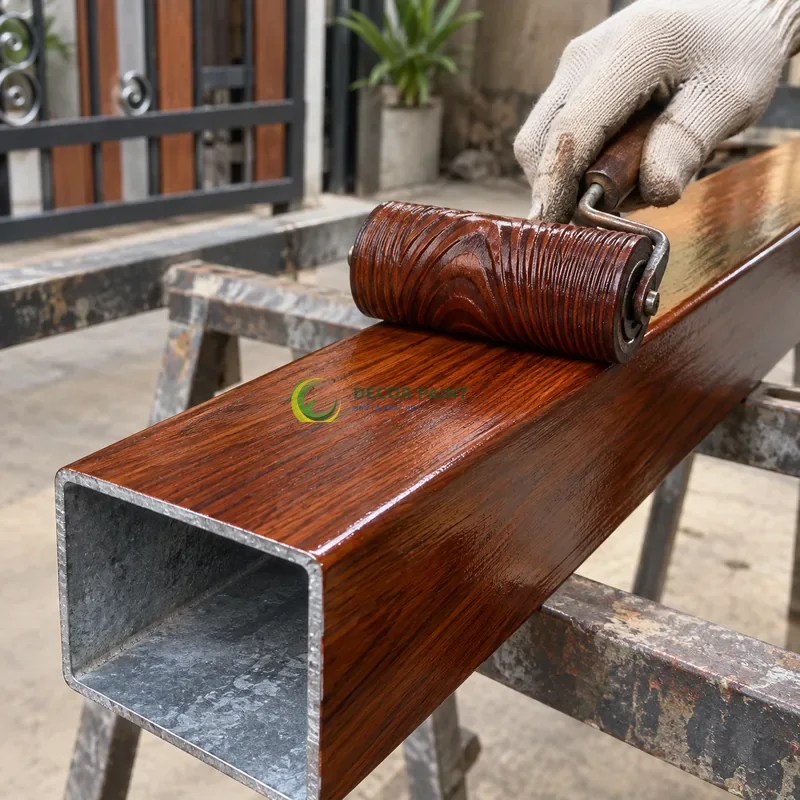 Minh hoạ hướng dẫn sơn giả gỗ sắt hộp mạ kẽm bằng sản phẩm sơn Decor Paint