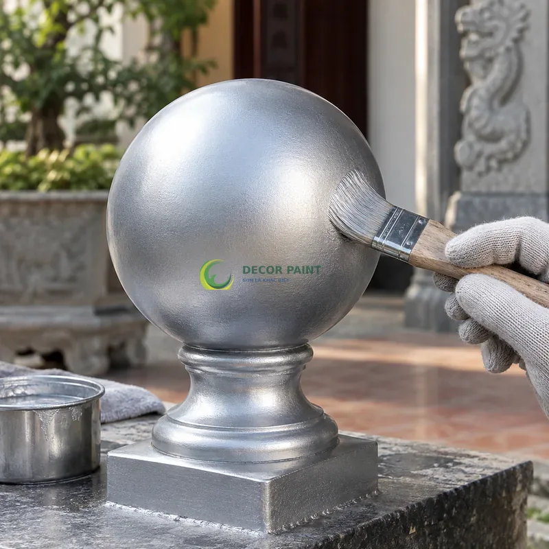 Minh hoạ cách sơn giả màu bạc bằng sản phẩm sơn Decor Paint