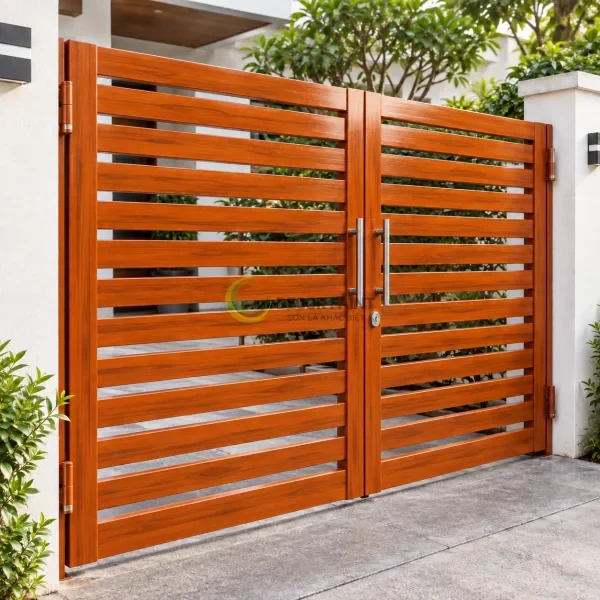 1.0 Lít – Màu vẽ giả gỗ tone cánh gián sơn cửa cổng sắt — Cổng sắt giả gỗ