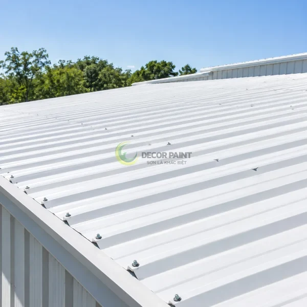 Mái tôn phủ trắng dưới ánh nắng