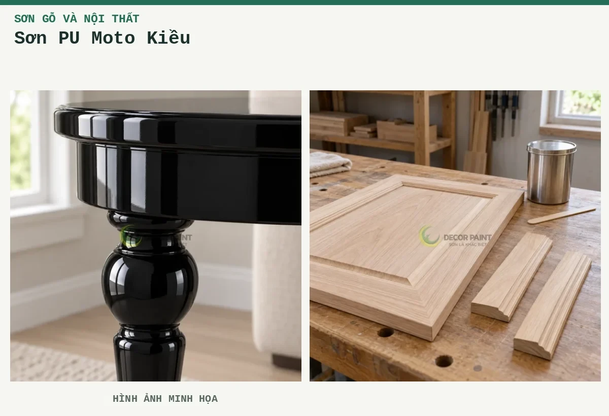 Sơn PU Moto Kiều – Hình ảnh minh họa: Chân bàn gỗ; Chuẩn bị panel gỗ.