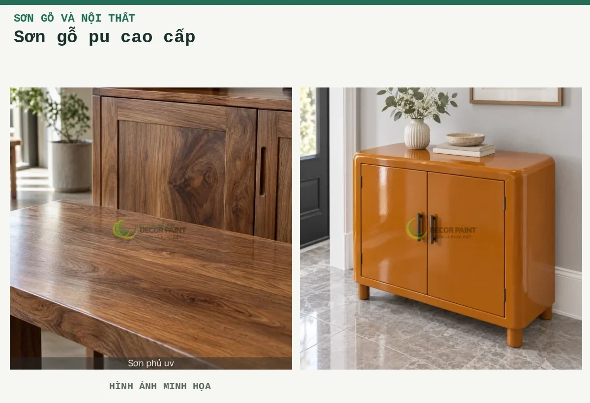 Sơn gỗ pu cao cấp – Hình ảnh minh họa: Gỗ tự nhiên phủ bóng trong; Tủ gỗ nâu da bò RS002.