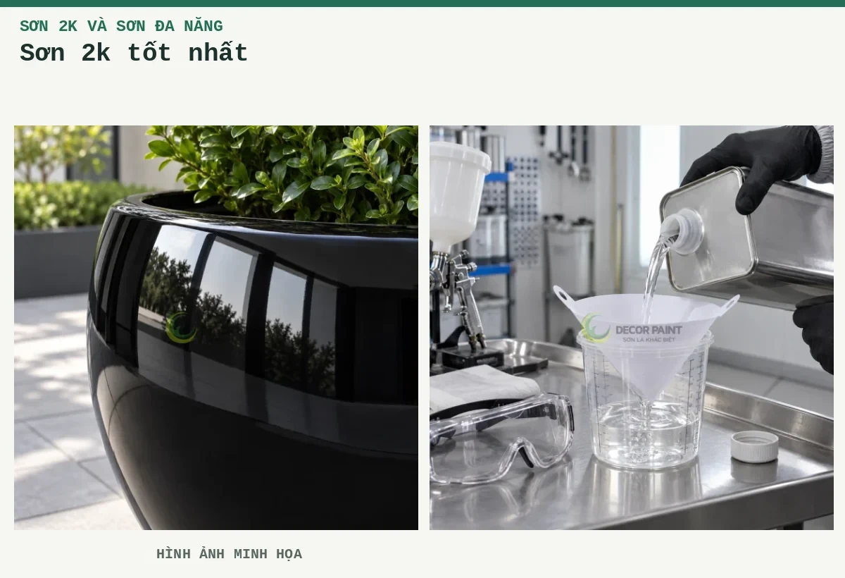 Sơn 2k tốt nhất – Hình ảnh minh họa: Chậu composite; Lọc dung môi.
