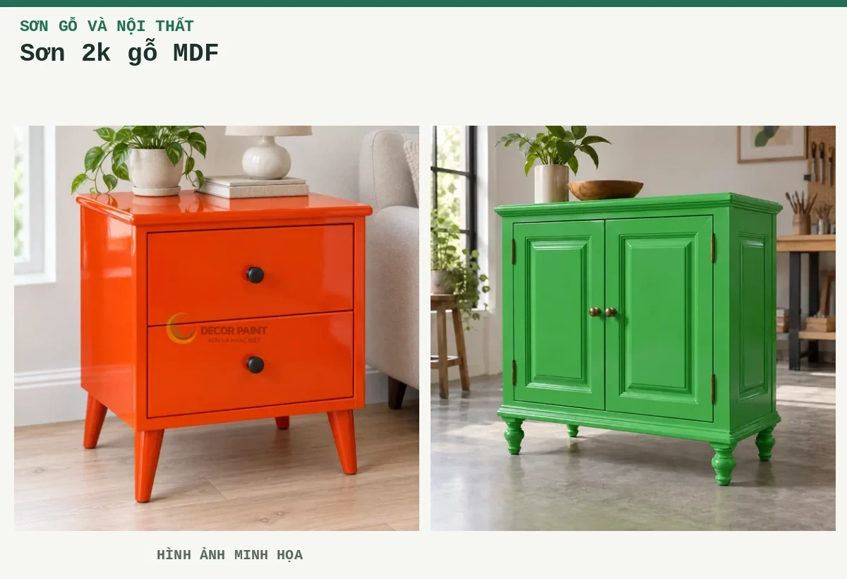 Sơn 2k gỗ MDF – Hình ảnh minh họa: Tủ gỗ đỏ cam RS003; tủ gỗ hoàn thiện lớp sơn.