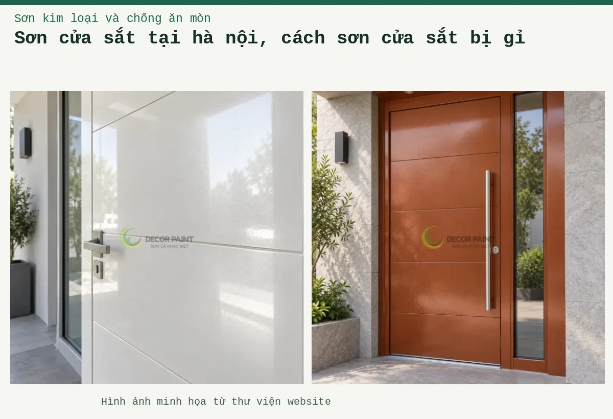 Sơn cửa sắt tại hà nội, cách sơn cửa sắt bị gỉ – Ảnh minh họa: Cửa thép trắng ngọc trai; Cửa thép phủ nhũ đồng đỏ đậm.