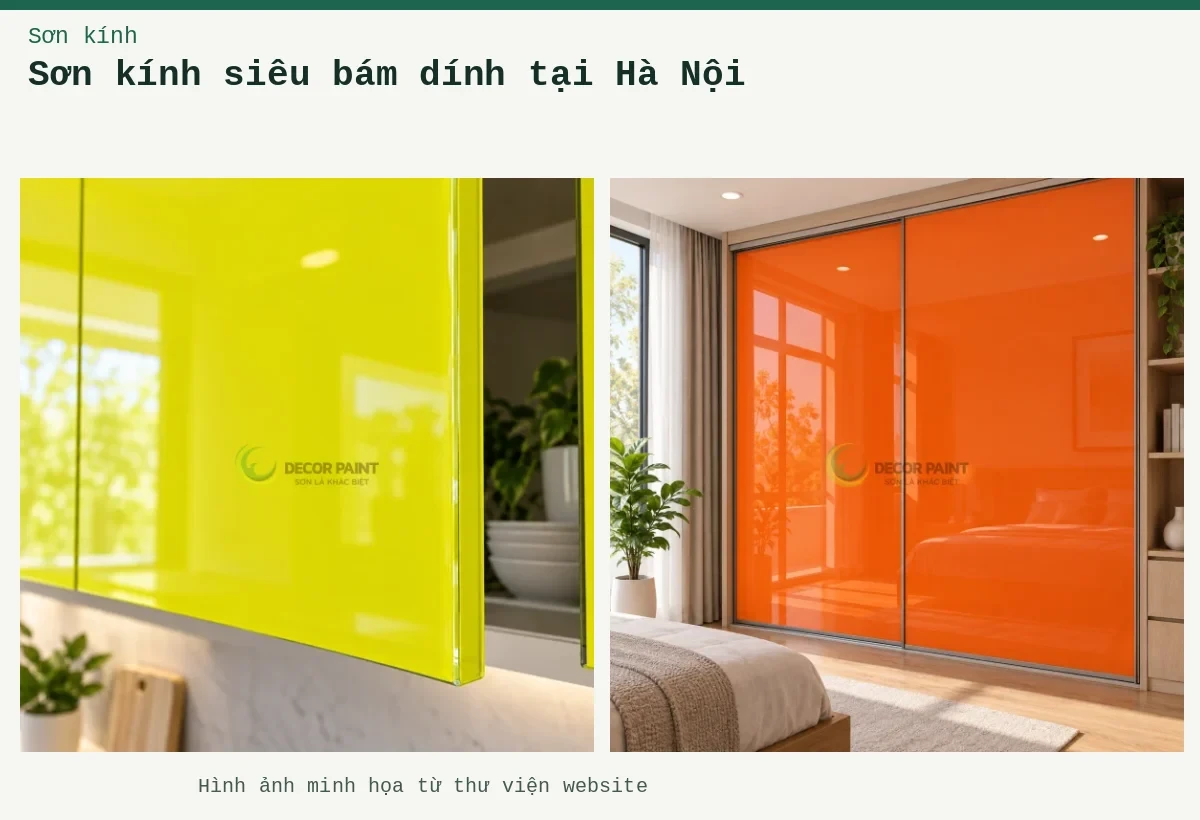 Sơn kính siêu bám dính tại Hà Nội – Ảnh minh họa: Cửa kính tủ áo; Cạnh cửa kính.