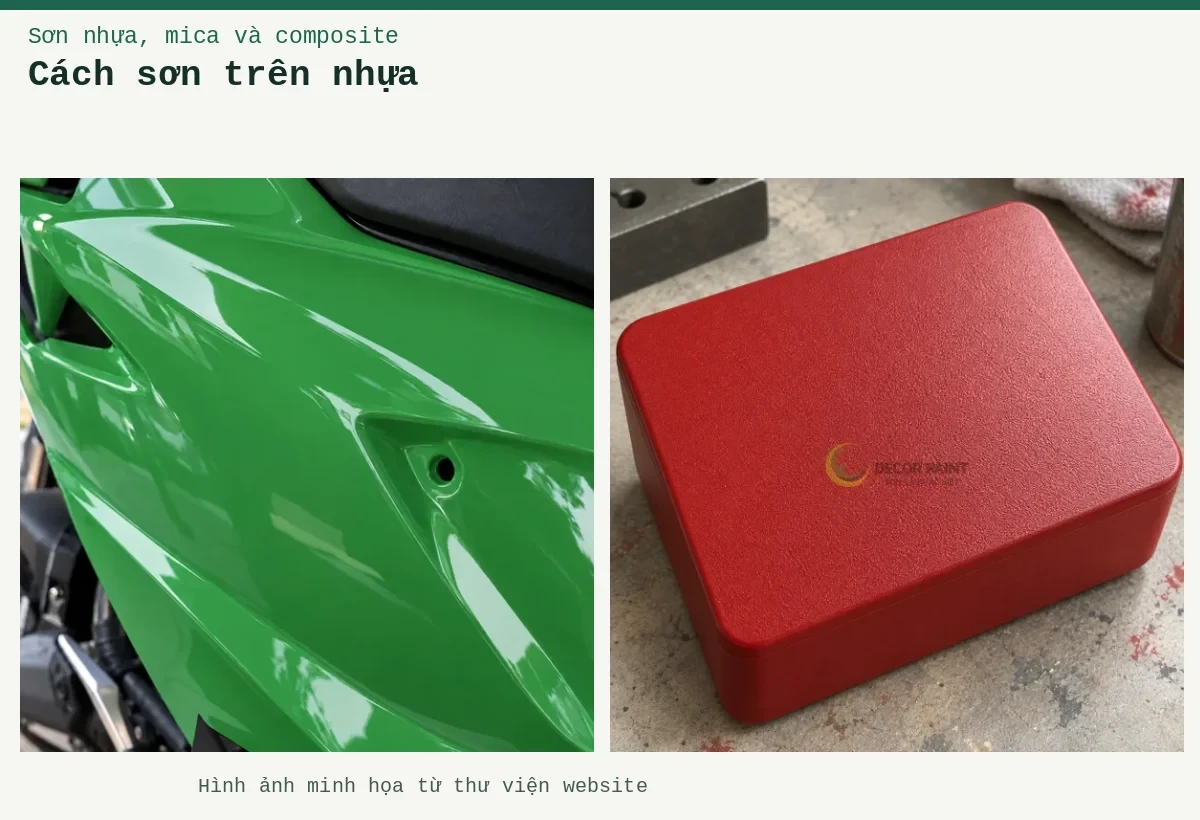 Cách sơn trên nhựa – Ảnh minh họa: cận cảnh lớp sơn trên nhựa; Vỏ nhựa phủ đỏ nhám sần.