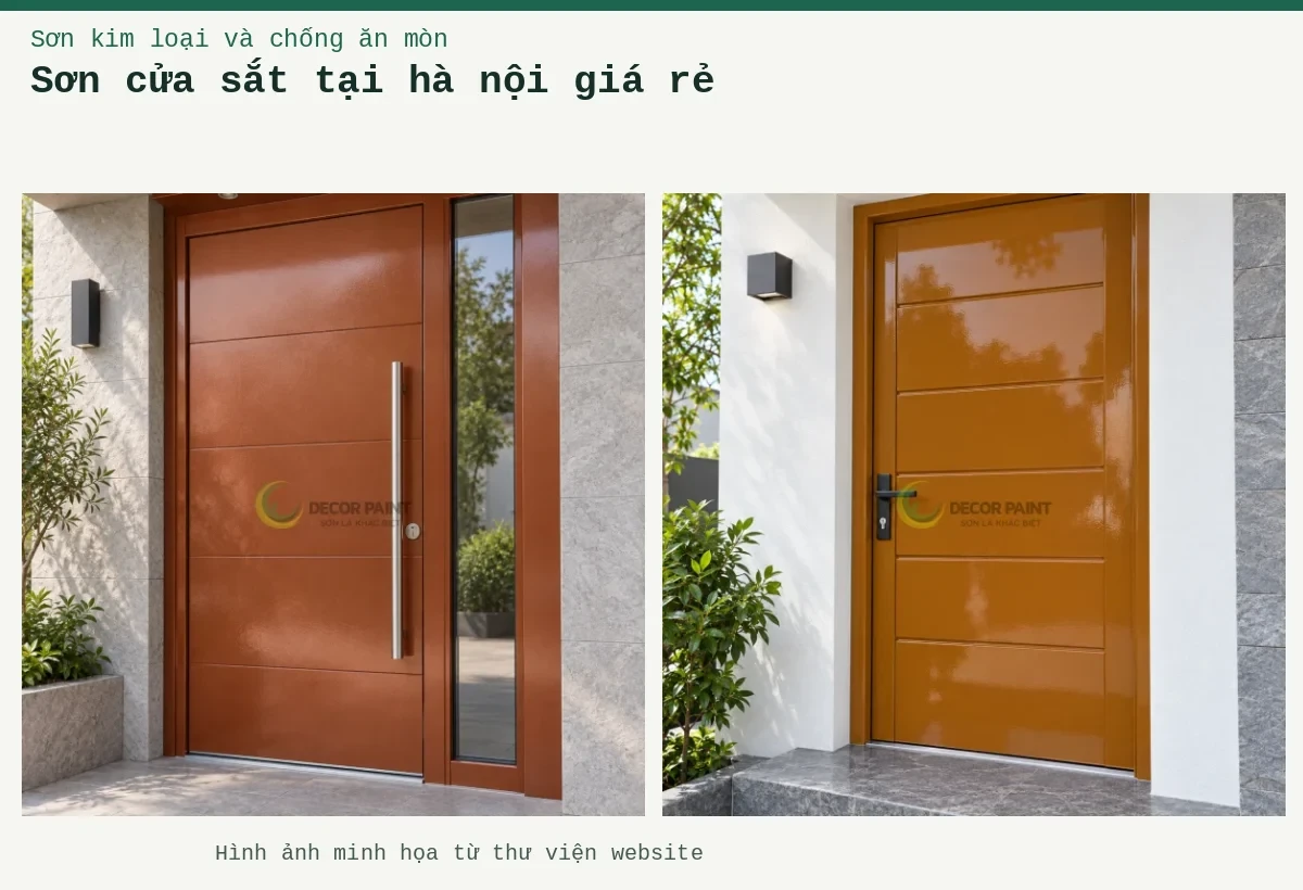 Sơn cửa sắt tại hà nội giá rẻ – Ảnh minh họa: Cửa thép phủ nhũ đồng đỏ đậm; Cửa thép nâu da bò RS002.