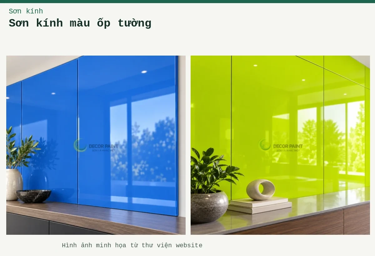 Sơn kính màu ốp tường – Ảnh minh họa: Kính ốp tường; Kính ốp tường.