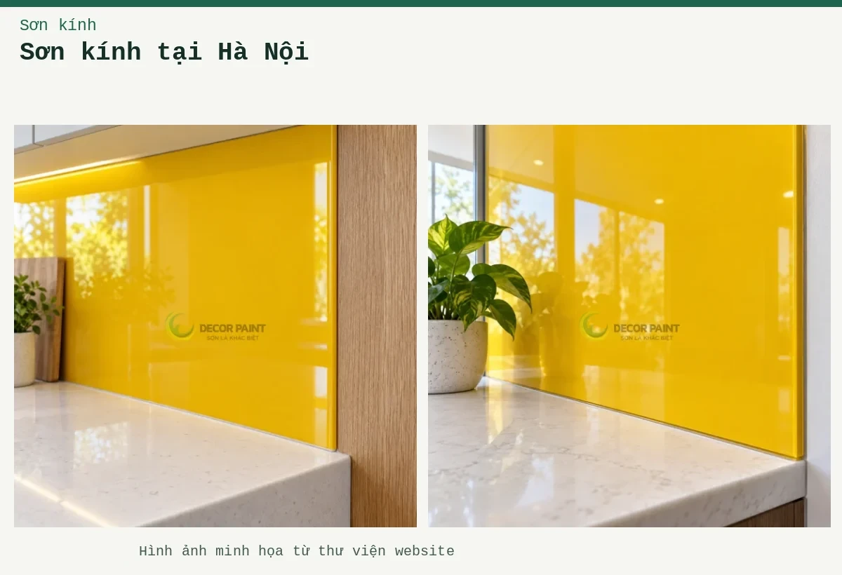 Sơn kính tại Hà Nội – Ảnh minh họa: Mép kính và mặt đá; Mép kính và đá.