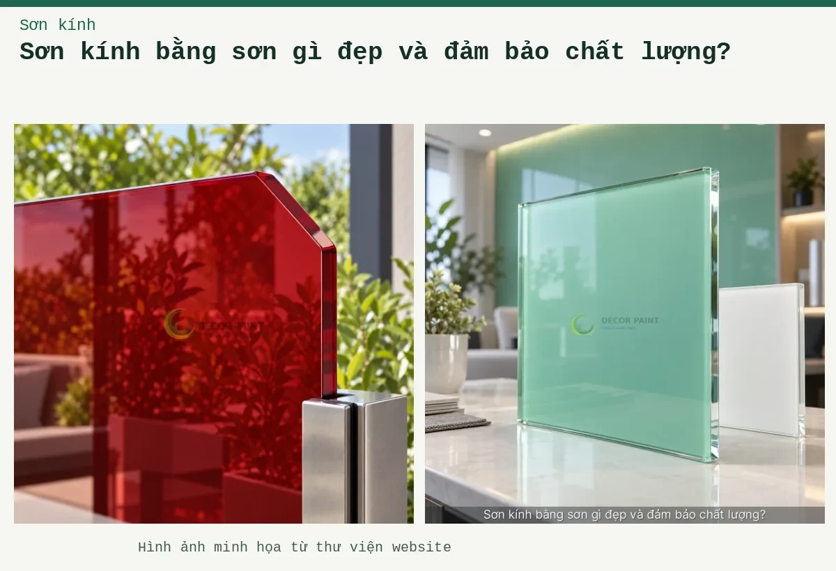Sơn kính bằng sơn gì đẹp và đảm bảo chất lượng? – Ảnh minh họa: Minh họa sơn kính bằng sơn gì đẹp và đảm bảo chất lượng? với bề mặt kính và màu xanh ngọc; Chi tiết kính đỏ và kẹp.