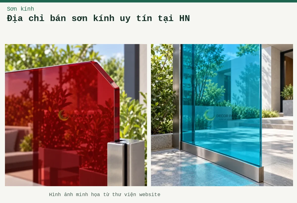 Địa chỉ bán sơn kính uy tín tại HN – Ảnh minh họa: Chi tiết kính đỏ và kẹp; Chi tiết kính cyan và khung.