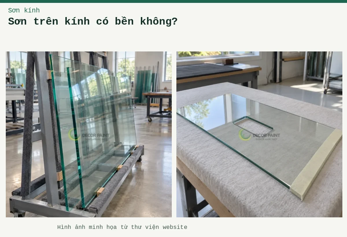 Sơn trên kính có bền không? – Ảnh minh họa: Giá kính có đệm; Phôi kính ốp có lỗ.