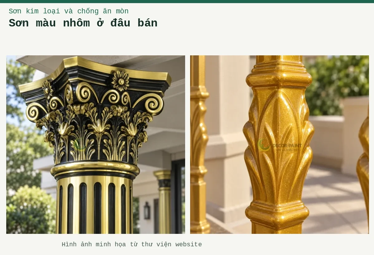 Sơn màu nhôm ở đâu bán – Ảnh minh họa: Chi tiết đầu trụ nhôm đúc; Con tiện nhôm đúc Gold Diamond.