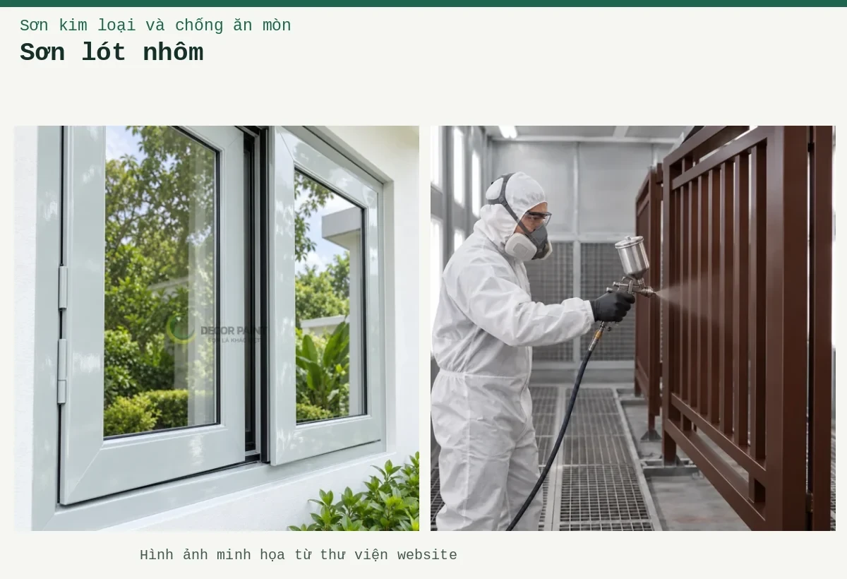 Sơn lót nhôm – Ảnh minh họa: Cửa nhôm xám GBT-001; Sơn nhôm xingfa nâu mờ – thi công bằng súng phun trong buồng phun.