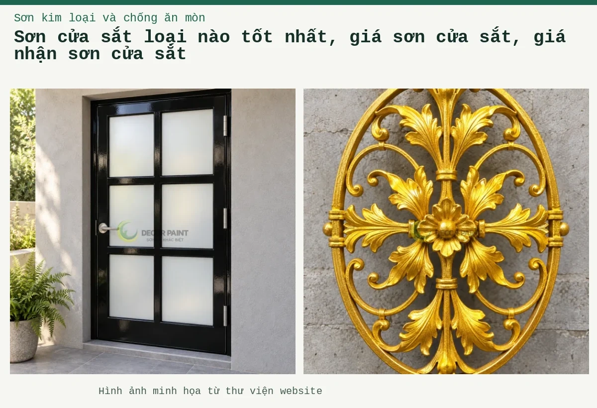Sơn cửa sắt loại nào tốt nhất, giá sơn cửa sắt, giá nhận sơn cửa sắt – Ảnh minh họa: Ô cửa hoa sắt; Cửa khung sắt sơn đen bóng một cánh, chia sáu ô kính mờ.