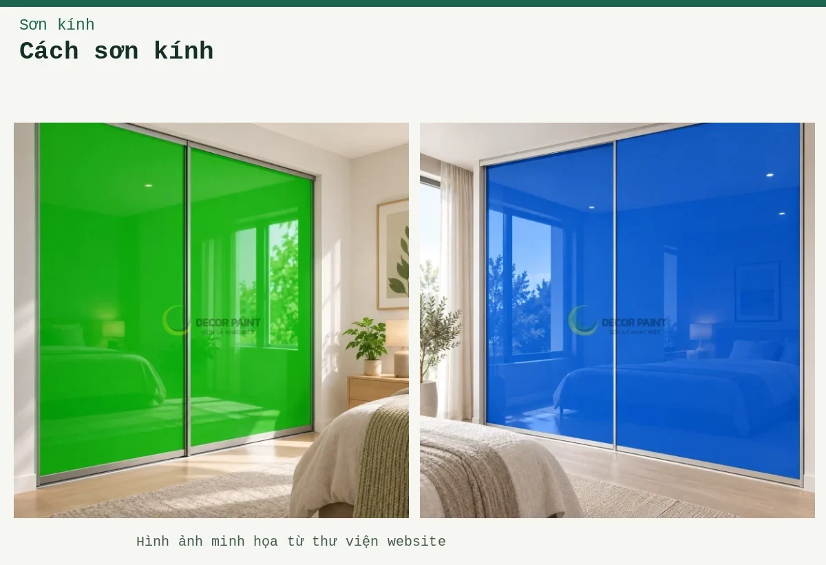 Cách sơn kính – Ảnh minh họa: Cửa kính tủ áo; Cửa kính tủ áo.